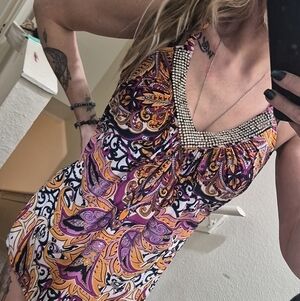 INC International Concepts Purple and Gold Embellished Camisole